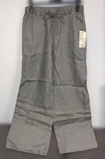 택 포함 새상품, MUJI, 스모키 그린, 프렌치 린넨, 스트레이트 팬츠
