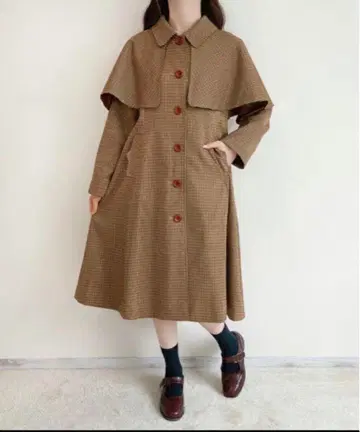 택 포함 새상품 핀 케이프 포함 스텐카라 코트