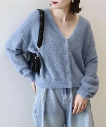 미니 라메 샤기 가디건