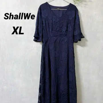 새상품급 ShallWe [ XL ] 네이비 플라워 패턴 롱 드레스 1점