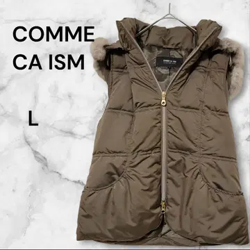 [ 새상품급 ] COMME CA ISM 카키 후드 부착 다운 베스트 L