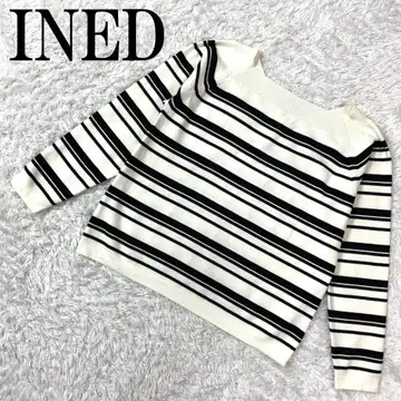 INED 이네드 보더 니트 화이트 블랙 13 B8407