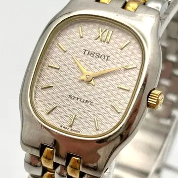 작동 티쏘 손목시계 쿼츠 여성용 R402 콤비 골드 실버