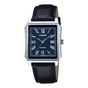CASIO 네이비 다이얼 스퀘어 케이스 가죽 벨트 미사용 새상품