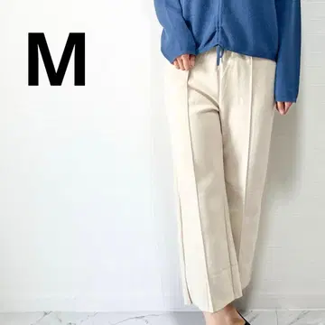 미 실루엣 니트 팬츠 크롭 기장 허리밴딩 출퇴근 화이트 가을/겨울 M