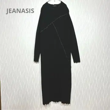 JEANASIS (지나시스) 배색 멜로 니트 원피스 롱 기장