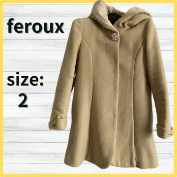 Feroux 바이컬러 더블 페이스 코트 체크 후드 롱 코트