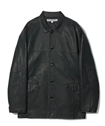VTG Washed Leather Car Coat Black