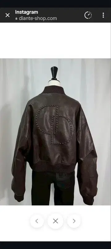 다크 브라운 레더 봄버 자켓