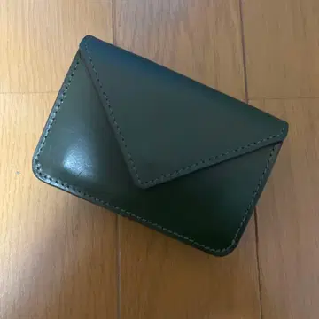 천연 가죽 다크 그린 누메 3단 폴더형 지갑
