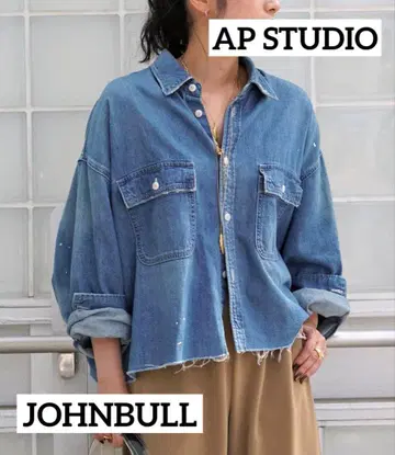 [새상품급] AP STUDIO 젬블 데님 크롭 셔츠