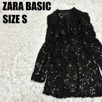 자라 베이직 스팽글 롱 자켓 S 블랙 노카라 [ 468 ]