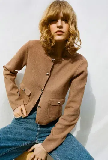 택 포함 새상품 H&M 포켓 디테일 가디건 베이지