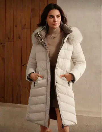 Anewsta SHEIN 아이보리 후드 부착 다운 자켓 S