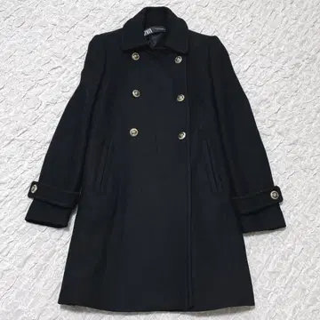 ZARA 울 혼방 더블 브레스트 사양 코트 XS P 코트 골드 버튼