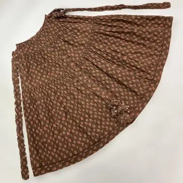 핑크하우스 브라운 미니 꽃무늬 리본 스커트