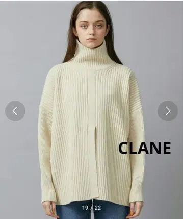 CLANE 더블 페이스 센터 슬릿 리브 니트탑