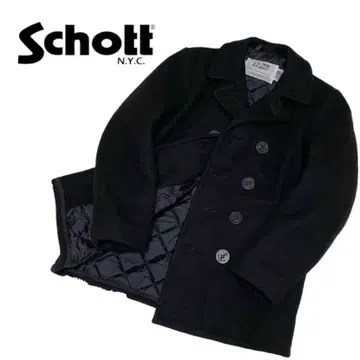 새상품급 Schott 울 더블 피코트 퀼팅 740N 블랙 S