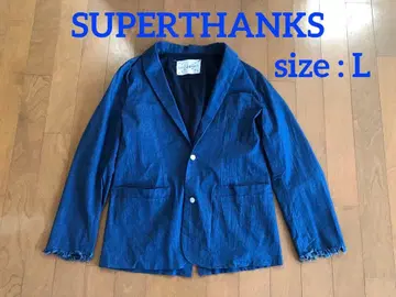 SUPERTHANKS 네이비 테일러드 자켓 프린지 마감