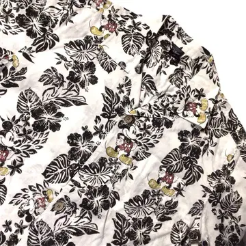 디즈니 미키마우스 올 패턴 하와이안 셔츠 화이트 블랙 L 컨디션 최상