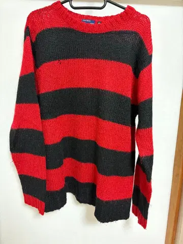Knit-Wear dept. 빨검 스트라이프 니트 L 카드 코번
