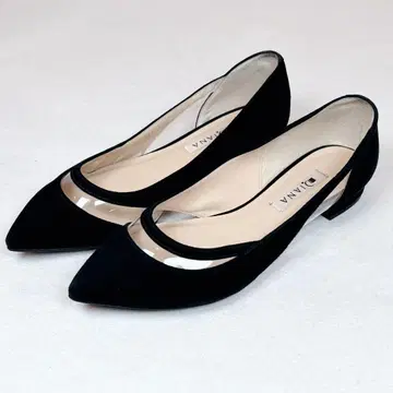 DIANA 펌프스 플랫 스웨이드 23.5cm 블랙