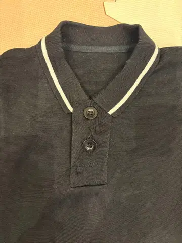 sacai 코튼 100% 긴팔 피케 셔츠 사이즈 2 블랙