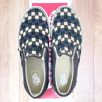 미착용 새상품 VANS 커피/카키 멀티 체커보드 슬립온