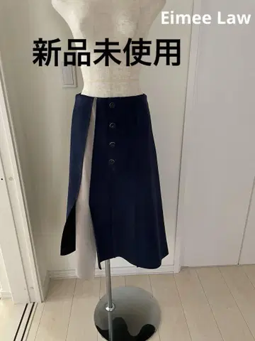 Eimee Law 앞단추 본딩 배색 스티치 스커트 38 네이비