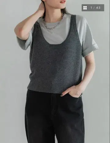 완판템 crewre 울 캐시미어 니트 뷔스티에 그레이