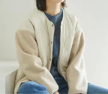 어반 리서치 서니 라벨 퀼팅 절개 숏 블루종