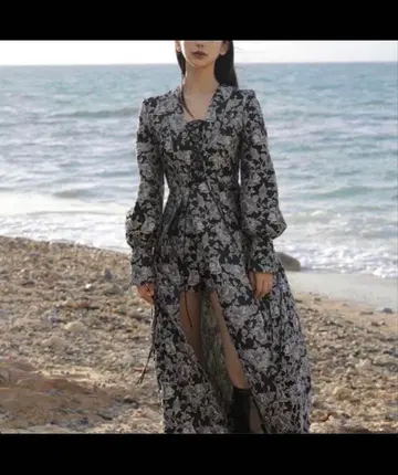 melt the lady flower jacquard long dress