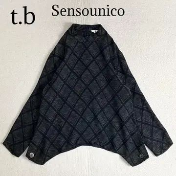 t b 센소유니코 긴팔 블라우스 체크 무늬 사이즈 9 블랙