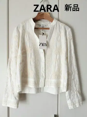 새상품 ZARA 자수 화이트 긴팔 셔츠