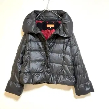 [ 수나우나 ] 다운 자켓 크롭 페플럼 싸개 버튼 블랙