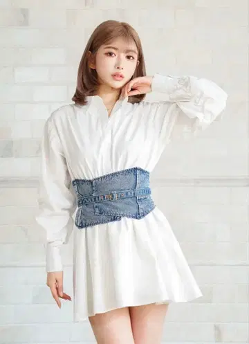 Darich 데님 코르셋 셔츠 원피스 (블루)