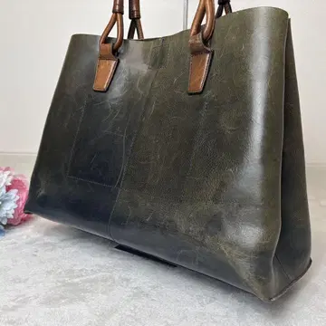 [ 고급 / 레어 ] 렉서스 토트백 올 가죽백 모스그린 카모플라쥬