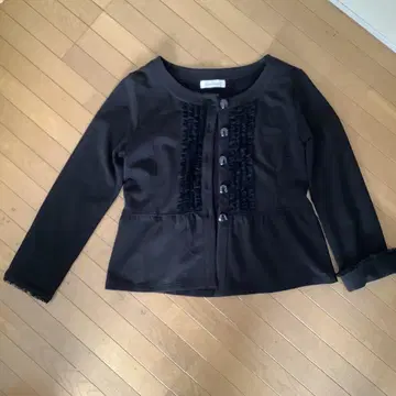 갤러리 비스콘티 프릴 장식 블랙 긴팔 가디건