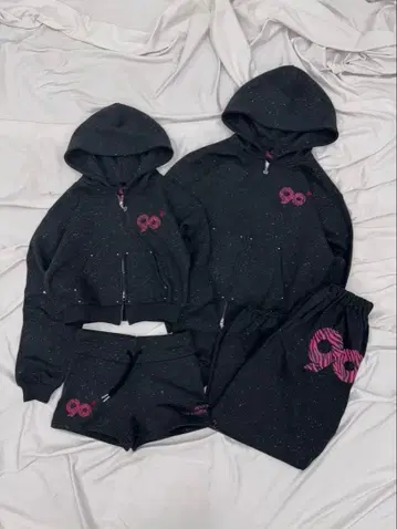 9090girl Logo Glitter Zip Hoodie Pants