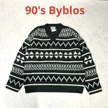 90's Byblos 비브로스 남성용 스웨터 V넥 빈티지 XL