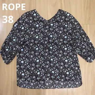 ROPE 로페 꽃무늬 블라우스 브라운 새틴조