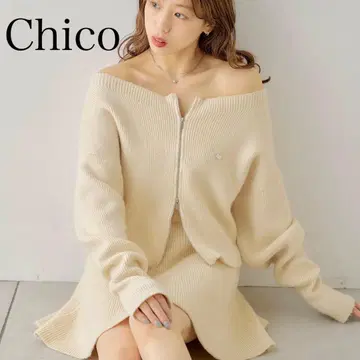Chico 치코 니트 스커트 셋업 아이보리