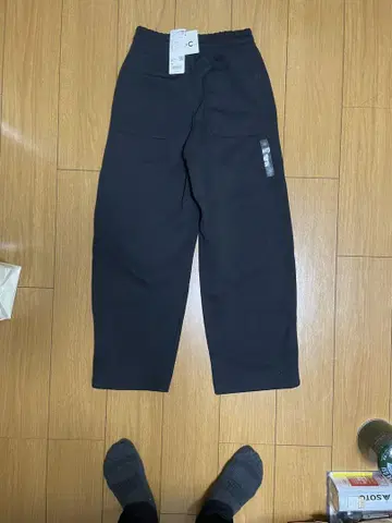 UNIQLO 맨투맨 와이드 팬츠 블랙 XS