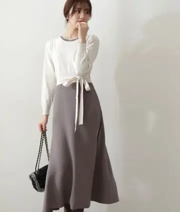 [ 새상품급 ] 프로포션 바디 드레싱 스캘럽 니트 디자인 원피스 S