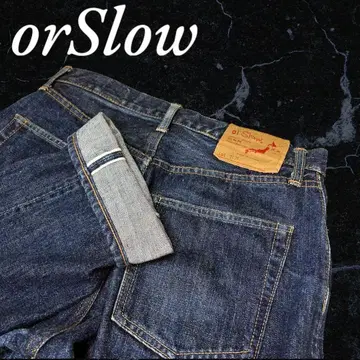 다크 네이비 orslow 107 2년 워시 데님 적색 귀