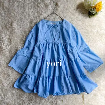 yori 스트라이프 티어드 튜닉 긴팔 블라우스