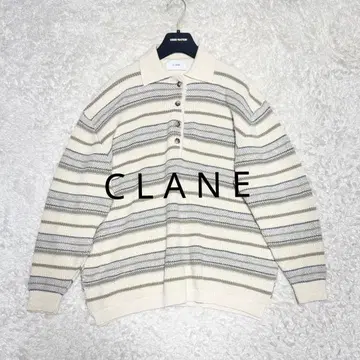 새상품급 CLANE 멀티 보더 니트 폴로 탑