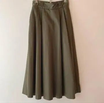 [ 익명 배송 ] 단톤 롱 스커트 플레어 스커트 카키