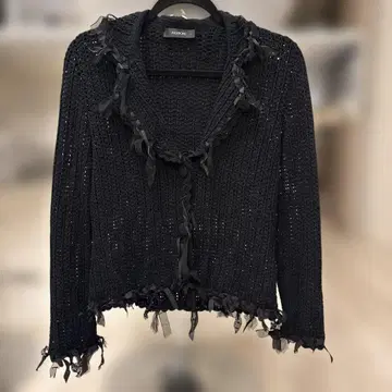 INGEBORG 블랙 가디건 11호 프린지 부착