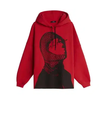 BILLIE EILISH 레드 인터넷 디자인 오버 사이즈 후드티